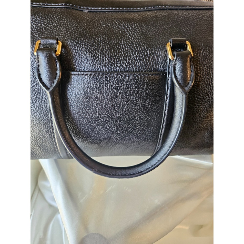Michael Kors Medium Bedford Black/Gold Pebbled Leather Duffle Satchel Crossbody - Picture 11 of 16